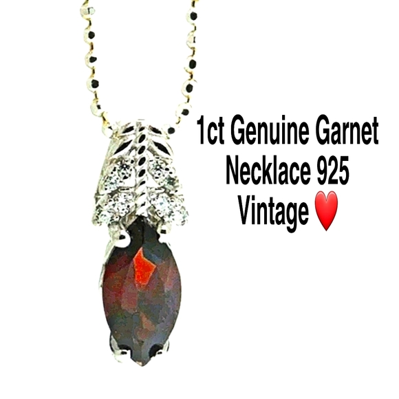 🎀Clearance🎀 NATURAL 1CT GARNET & DIAMONDS PENDANT NECKLACE VINTAGE EXCELLENT - Picture 3 of 13